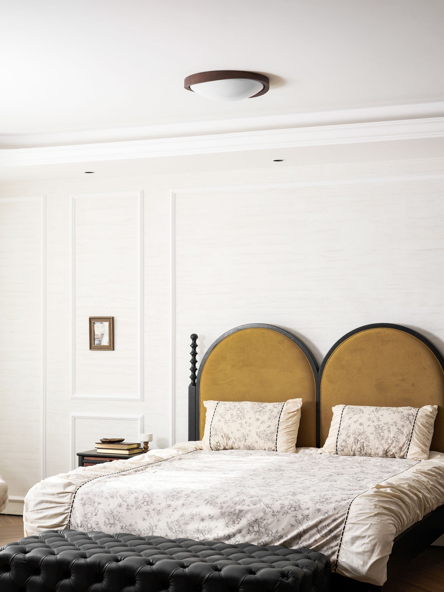 Curved Edge Walnut Ceiling Light