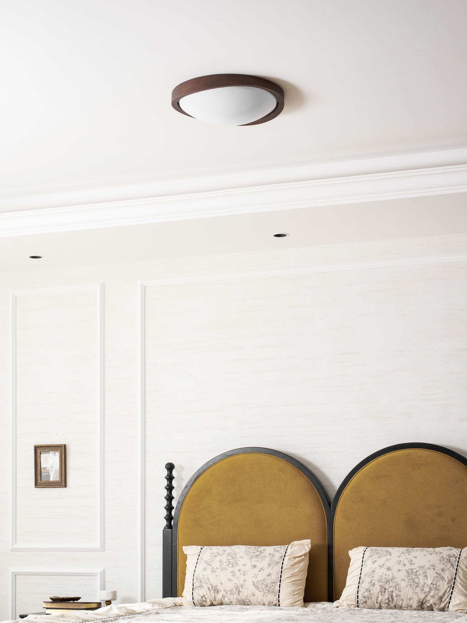 Curved Edge Walnut Ceiling Light