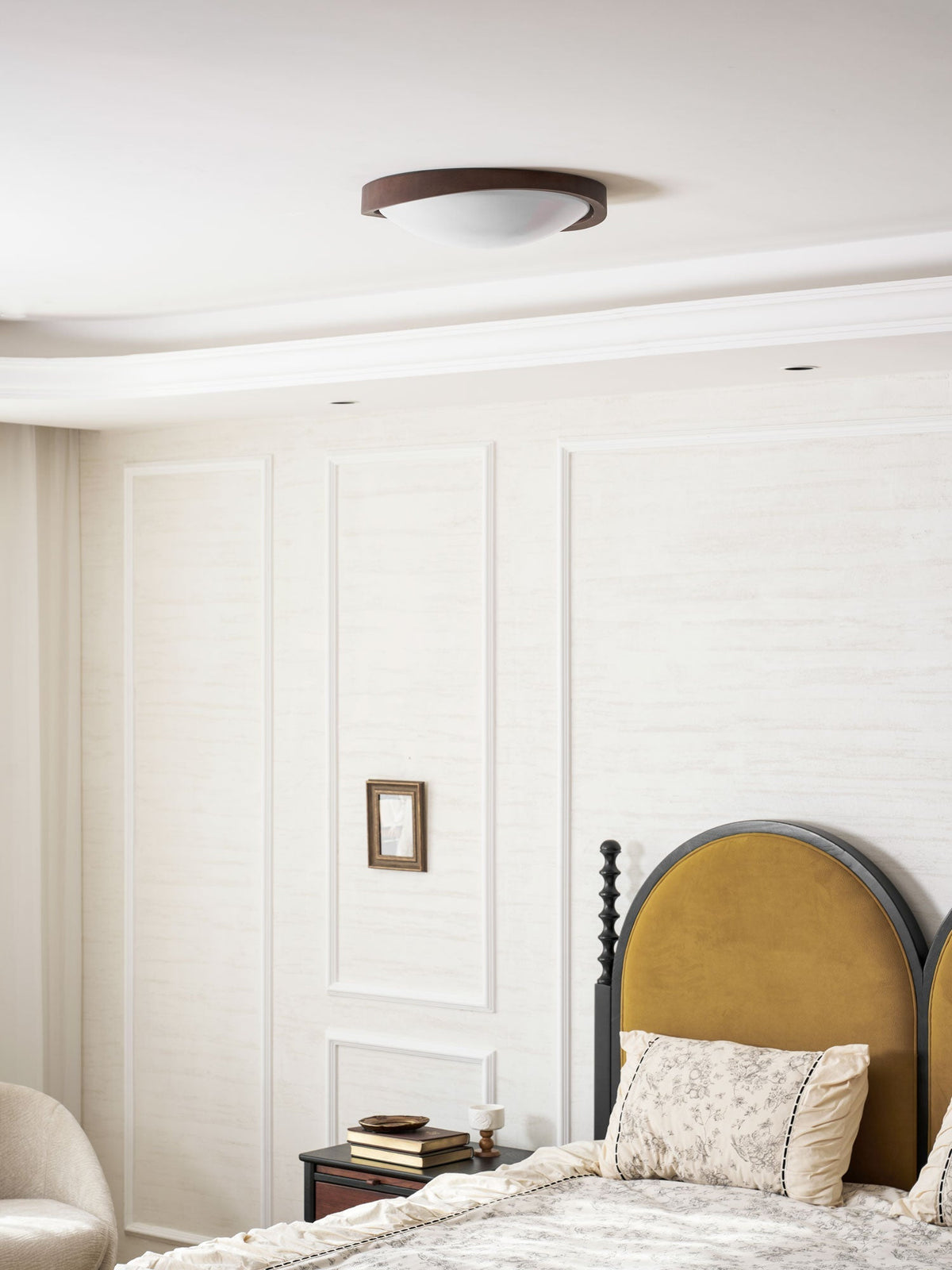 Curved Edge Walnut Ceiling Light
