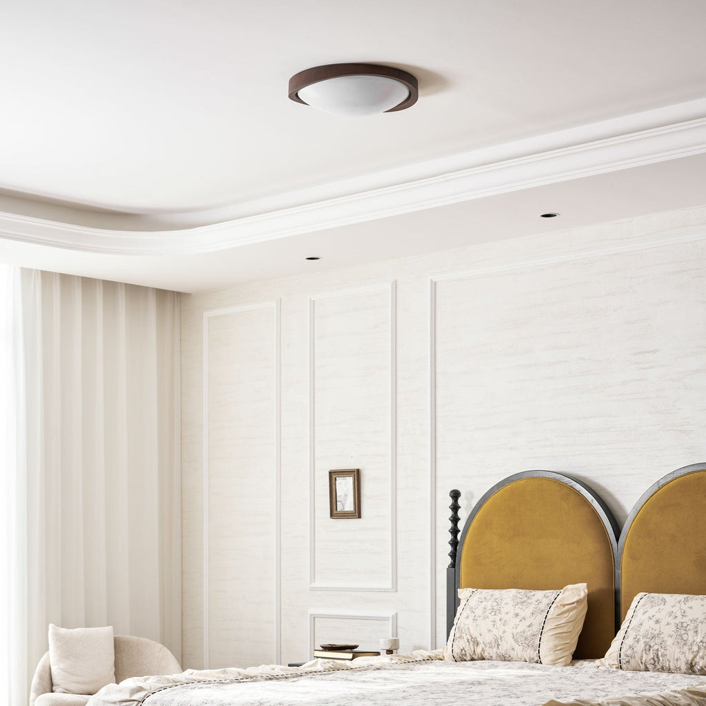 Curved Edge Walnut Ceiling Light