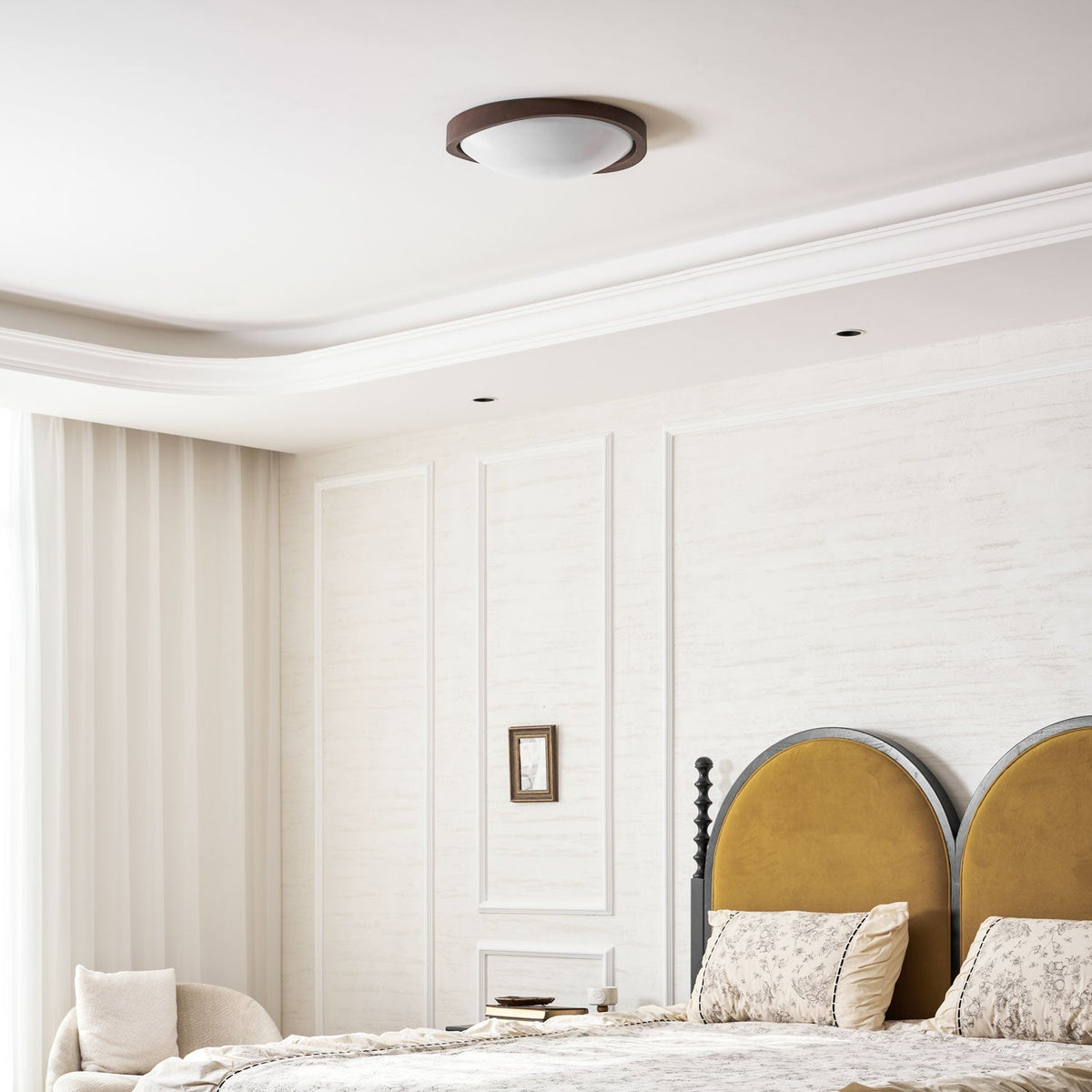 Curved Edge Walnut Ceiling Light