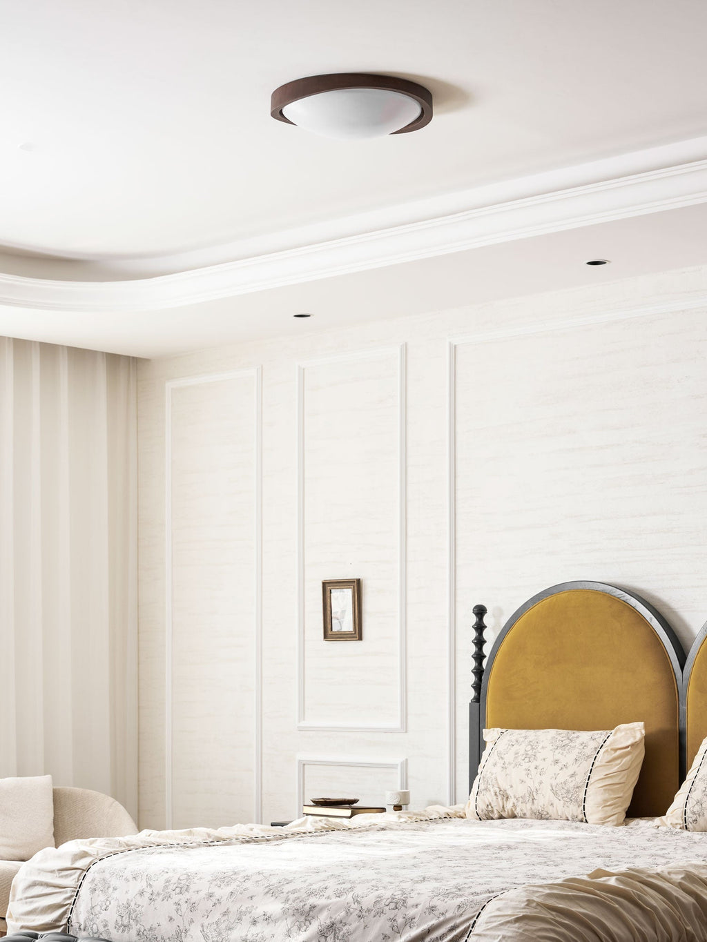 Curved Edge Walnut Ceiling Light