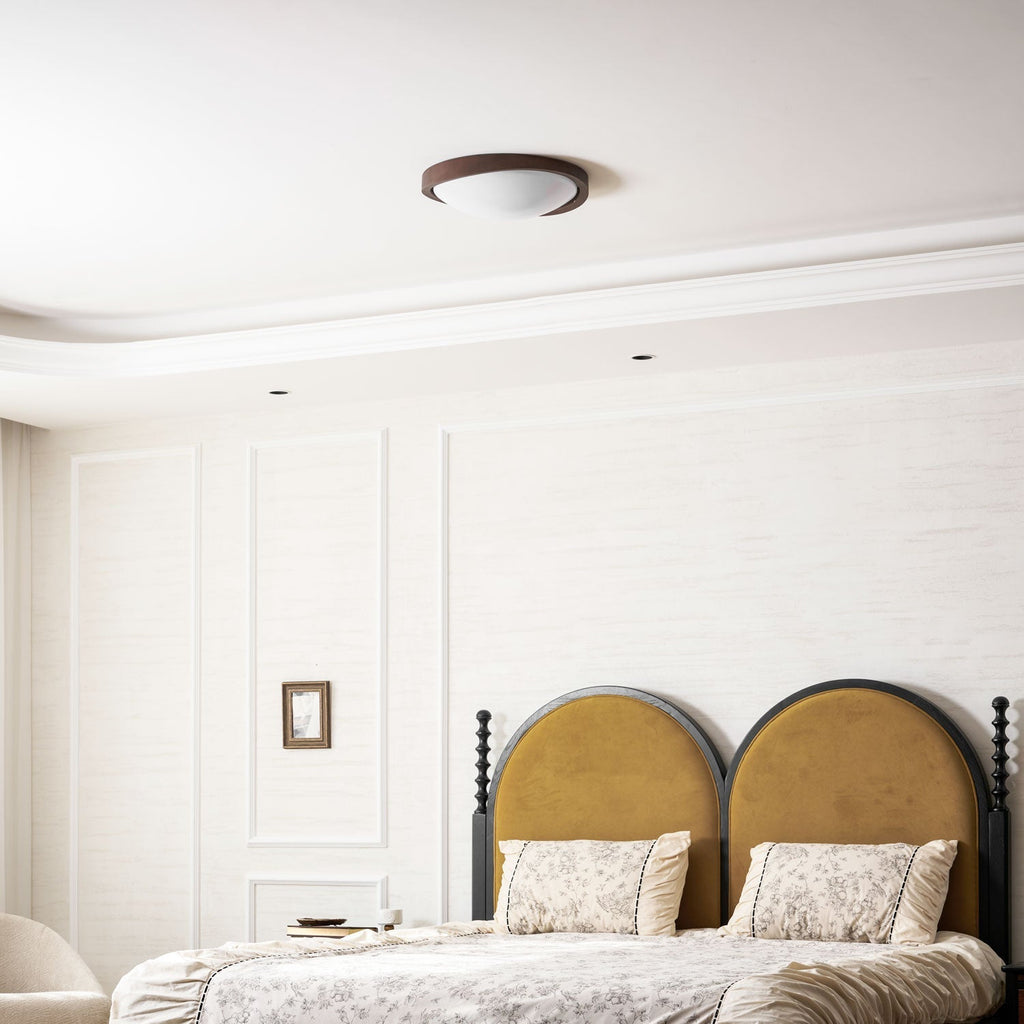 Curved Edge Walnut Ceiling Light