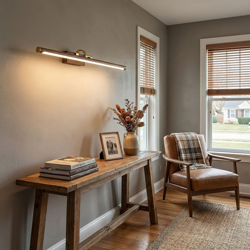 Linear LED Wall Light in Walnut Color