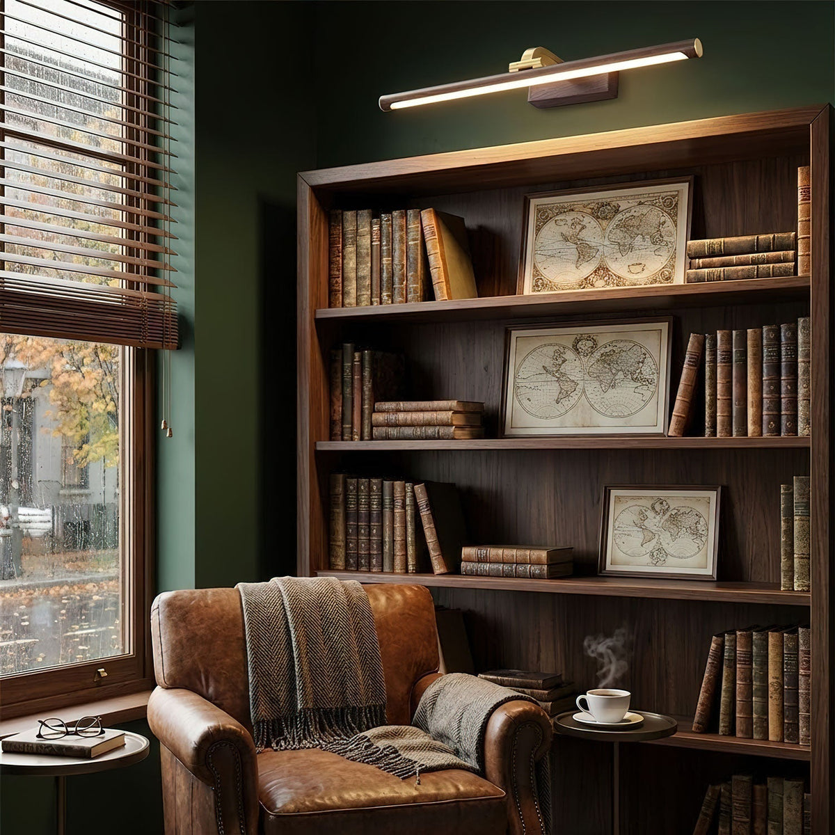 Linear LED Wall Light in Walnut Color