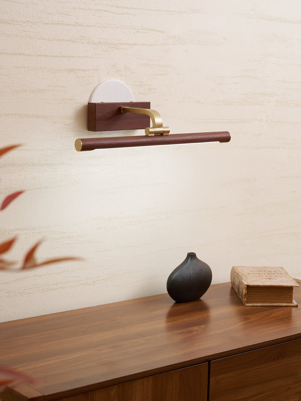 Linear LED Wall Light in Walnut Color