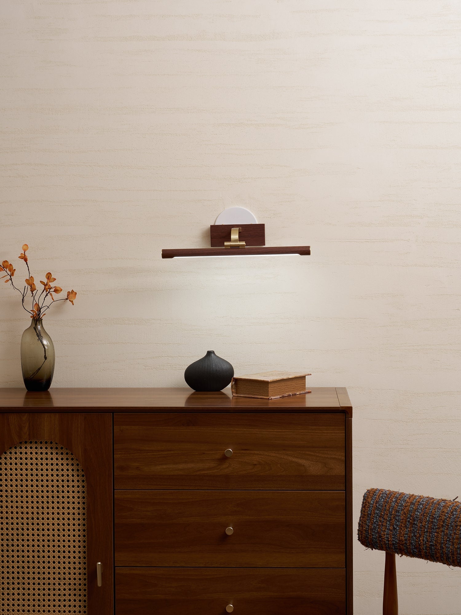 Linear LED Wall Light in Walnut Color