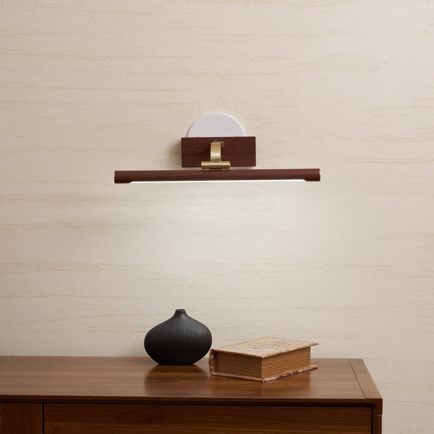Linear LED Wall Light in Walnut Color