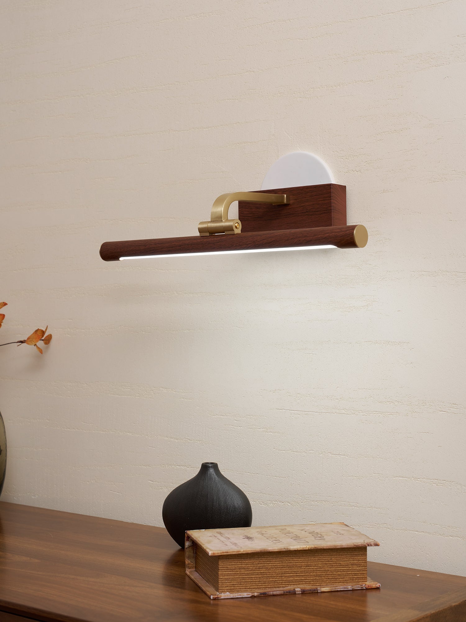 Linear LED Wall Light in Walnut Color