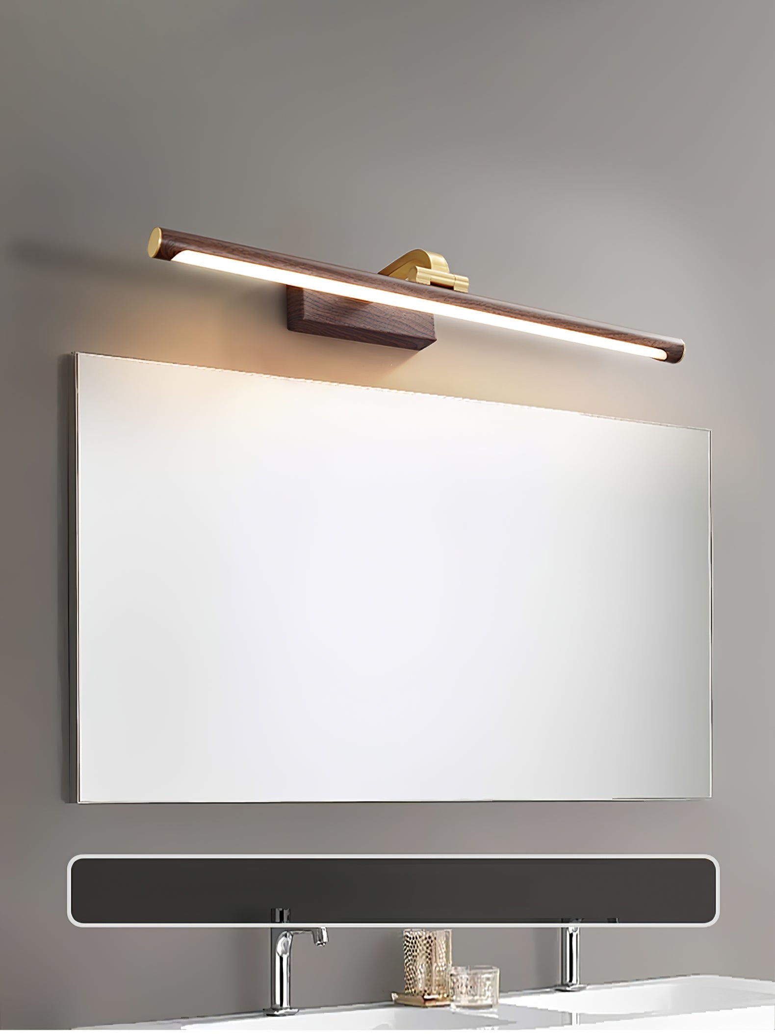 Linear LED Wall Light in Walnut Color
