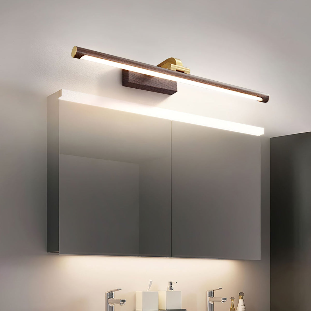 Linear LED Wall Light in Walnut Color