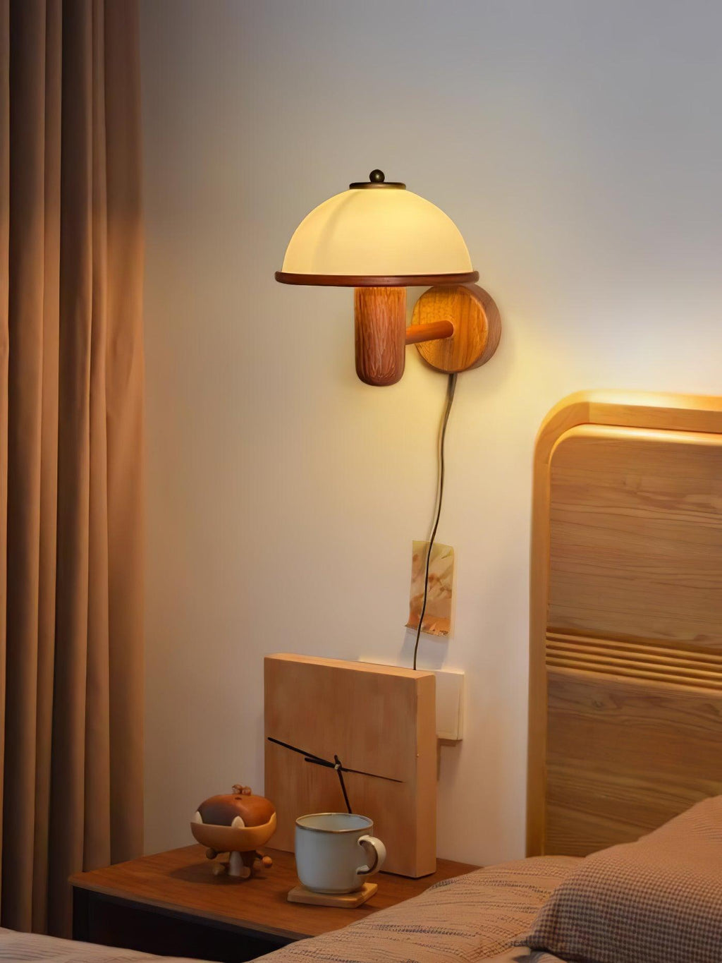 Aplică de perete tip ciupercă din lemn — Accent cu fibră naturală a lemnului