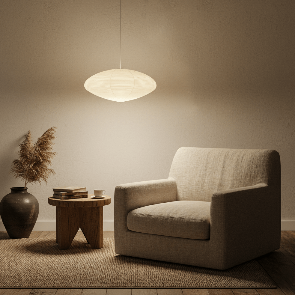 Handcrafted 15A Swag Light — Translucent Washi Paper Shade