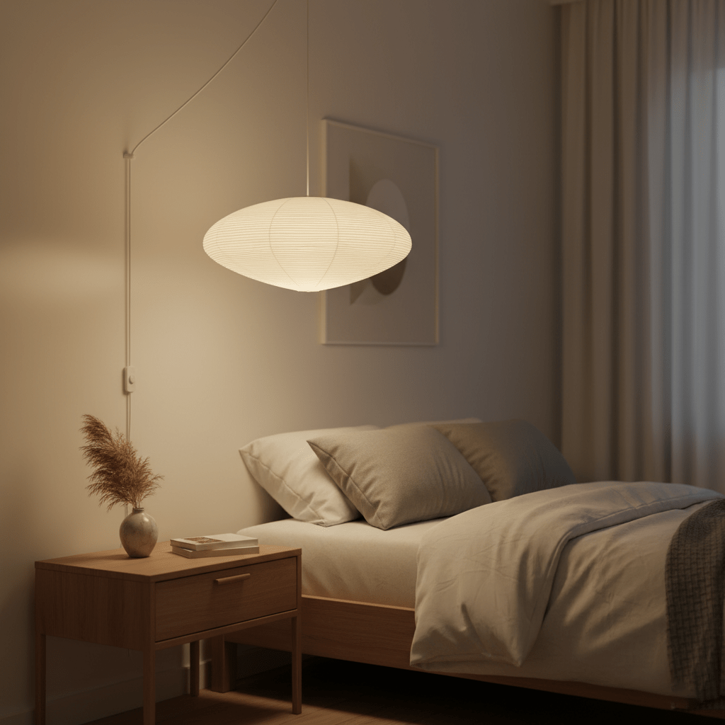 Handcrafted 15A Swag Light — Translucent Washi Paper Shade