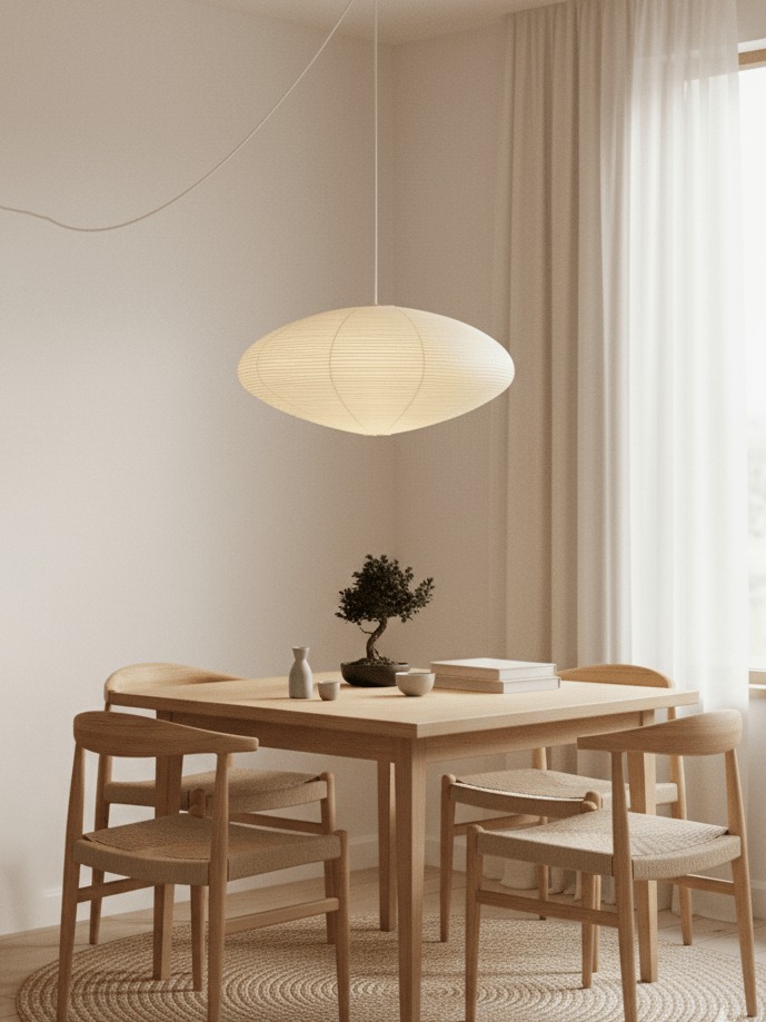 Handcrafted 15A Swag Light — Translucent Washi Paper Shade