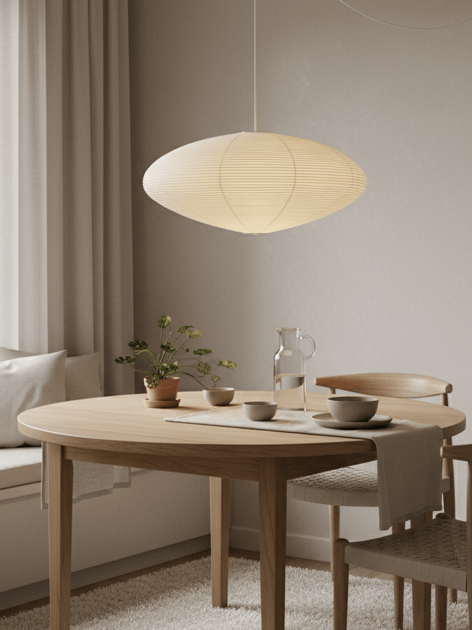 Handcrafted 15A Swag Light — Translucent Washi Paper Shade