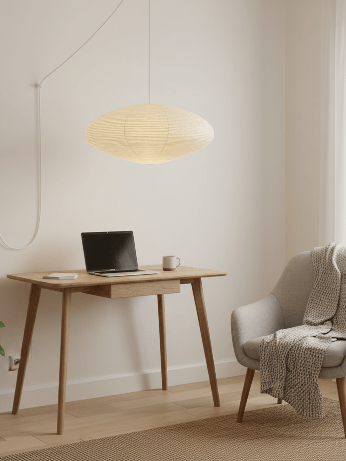 Handcrafted 15A Swag Light — Translucent Washi Paper Shade
