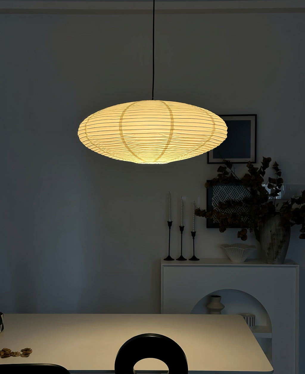 Handcrafted 15A Swag Light — Translucent Washi Paper Shade