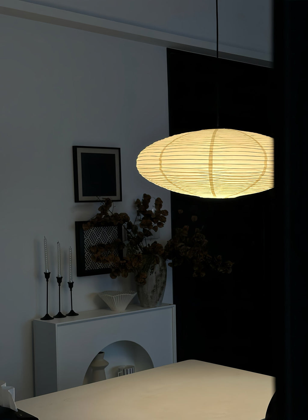 Handcrafted 15A Swag Light — Translucent Washi Paper Shade