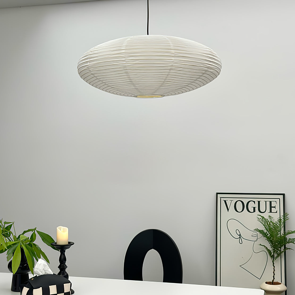 Handcrafted 15A Swag Light — Translucent Washi Paper Shade