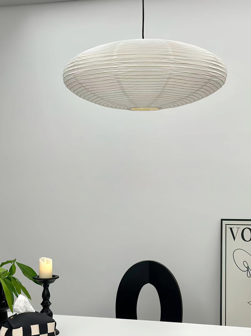 Handcrafted 15A Swag Light — Translucent Washi Paper Shade