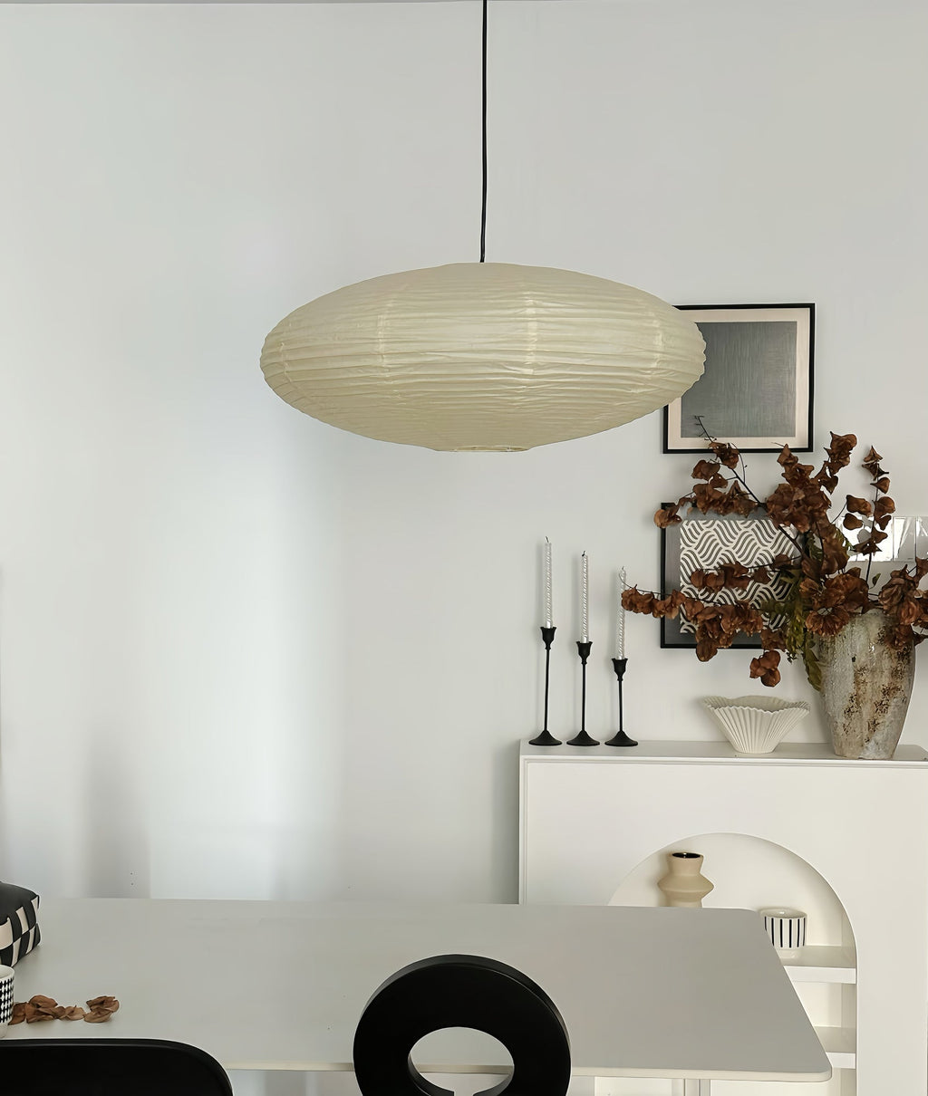 Handcrafted 15A Swag Light — Translucent Washi Paper Shade