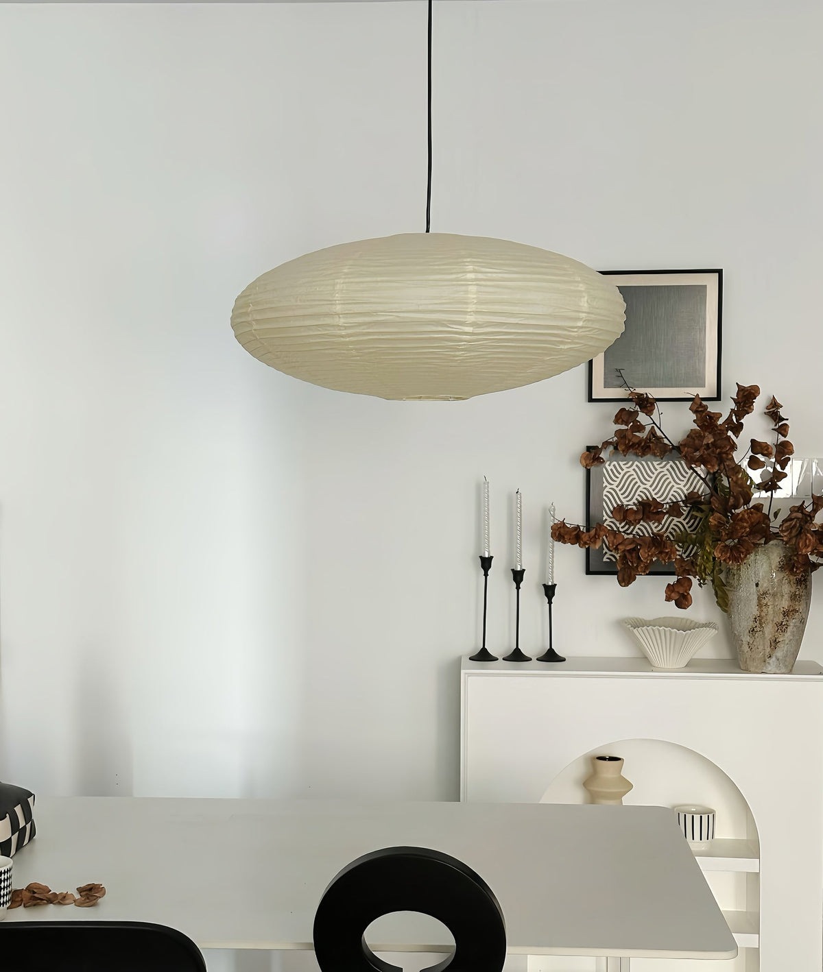 Handcrafted 15A Swag Light — Translucent Washi Paper Shade
