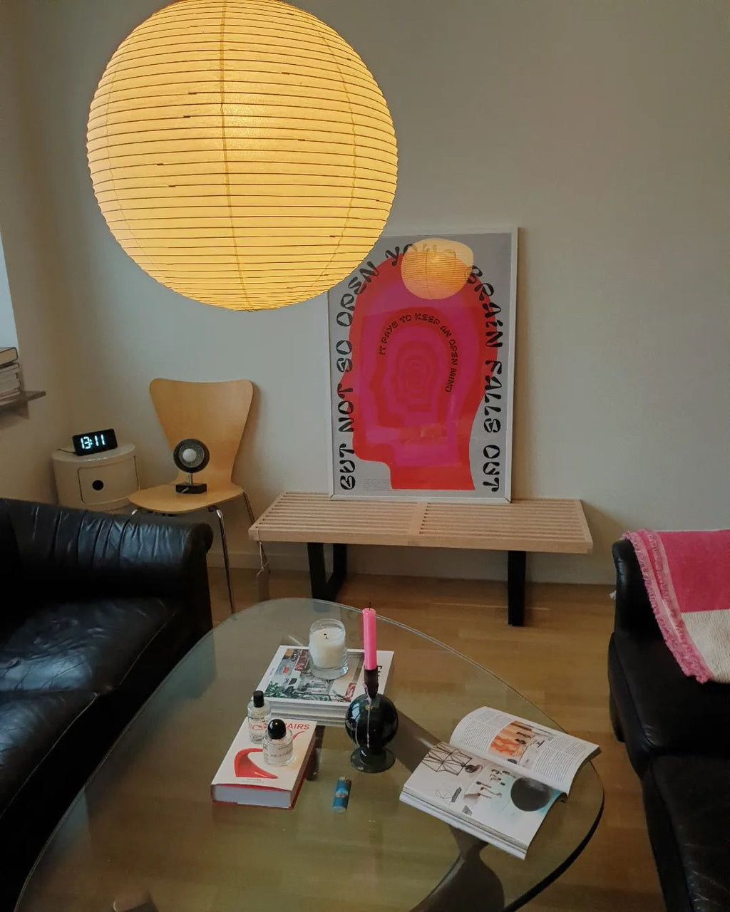 Papierowa lampa wisząca Lustra — średnica 40cm, ręcznie wykonany papier washi