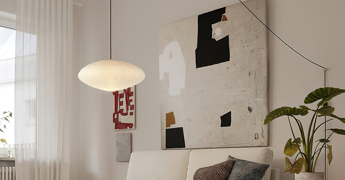 Handcrafted 15A Swag Light — Translucent Washi Paper Shade