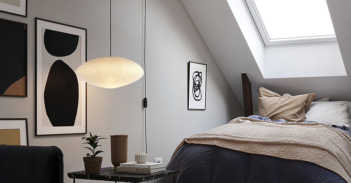 Handcrafted 15A Swag Light — Translucent Washi Paper Shade