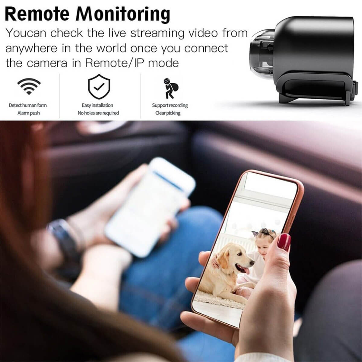 HydroGuard Wasserdichte Mini-Kamera Nachtsicht und Weitwinkelobjektiv IP WLAN 1080P 160