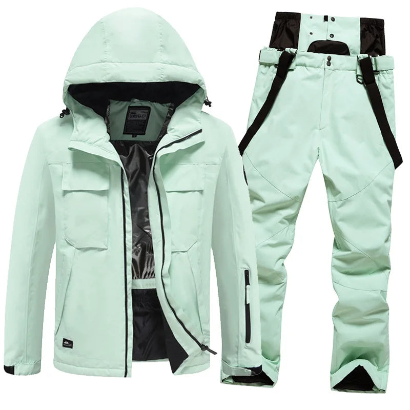 Traje impermeable de esquí para hombres y mujeres, traje cálido para snowboard para exteriores