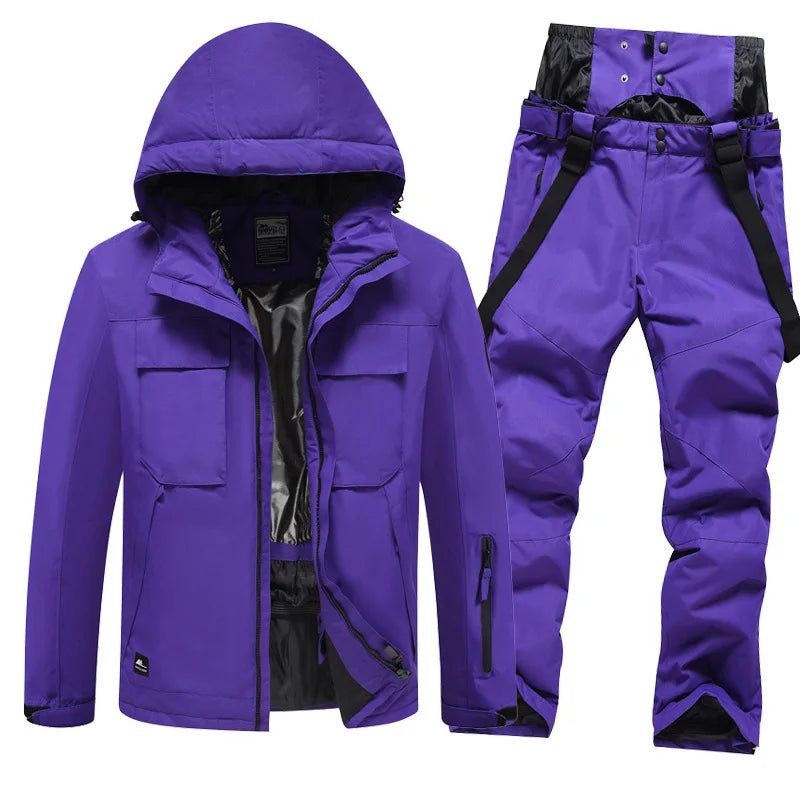 Traje impermeable de esquí para hombres y mujeres, traje cálido para snowboard para exteriores