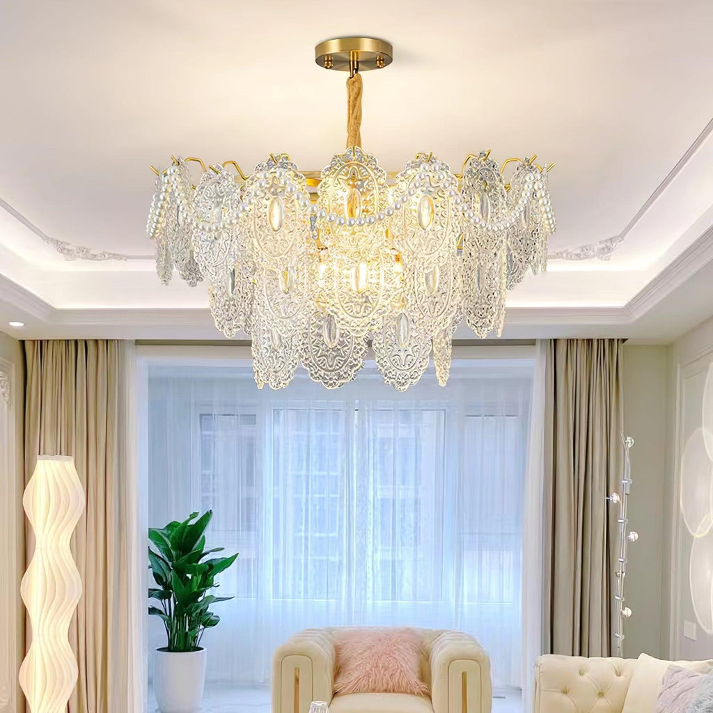 Wave Pearl Layered Ceiling Chandelier