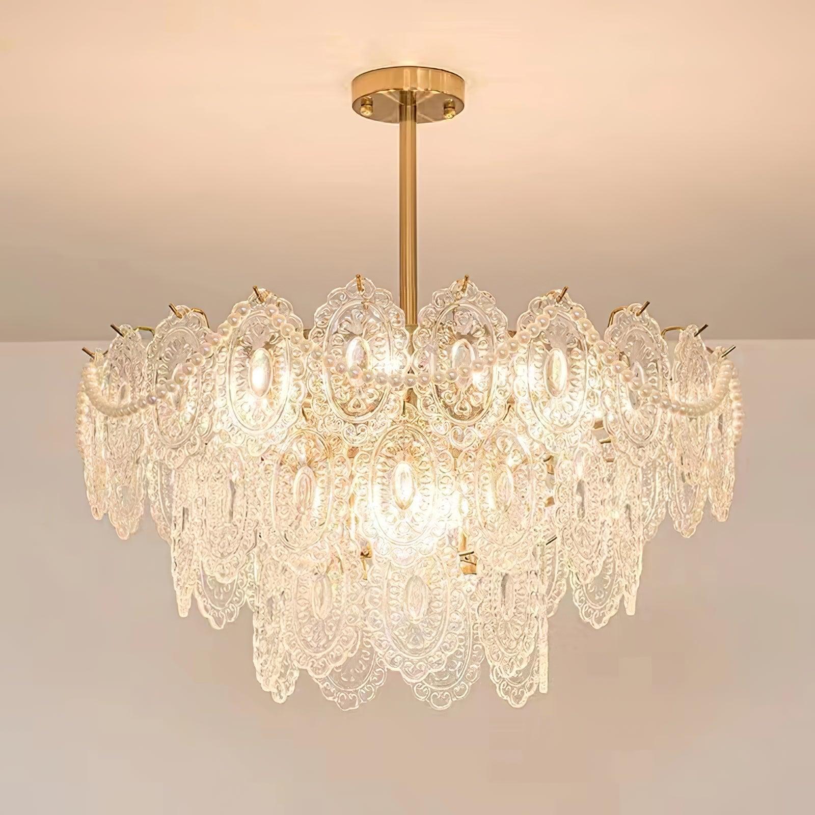 Wave Pearl Layered Ceiling Chandelier