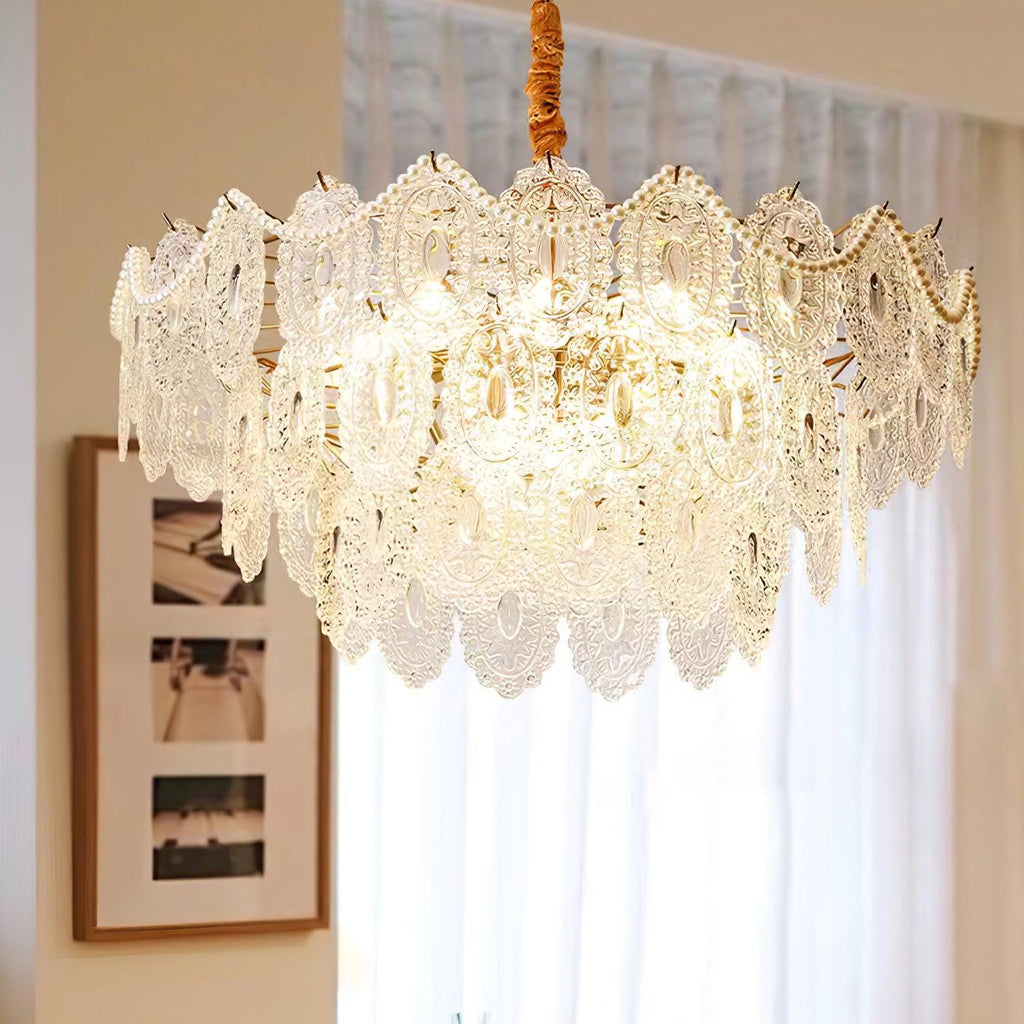 Wave Pearl Layered Ceiling Chandelier
