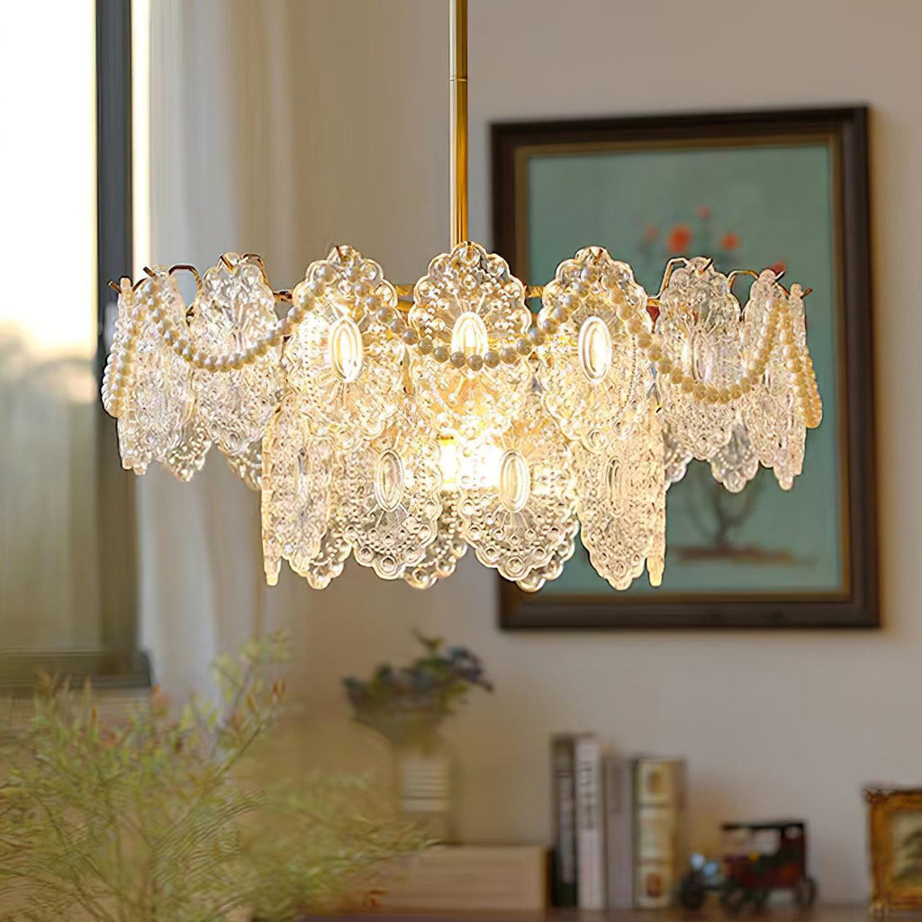 Wave Pearl Layered Ceiling Chandelier