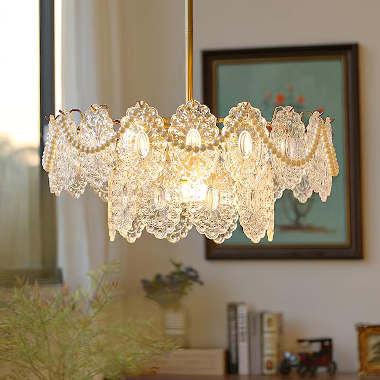Wave Pearl Layered Ceiling Chandelier