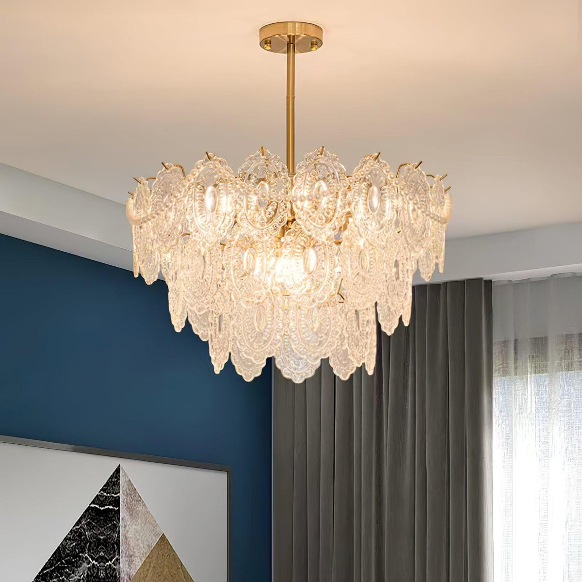 Wave Pearl Layered Ceiling Chandelier