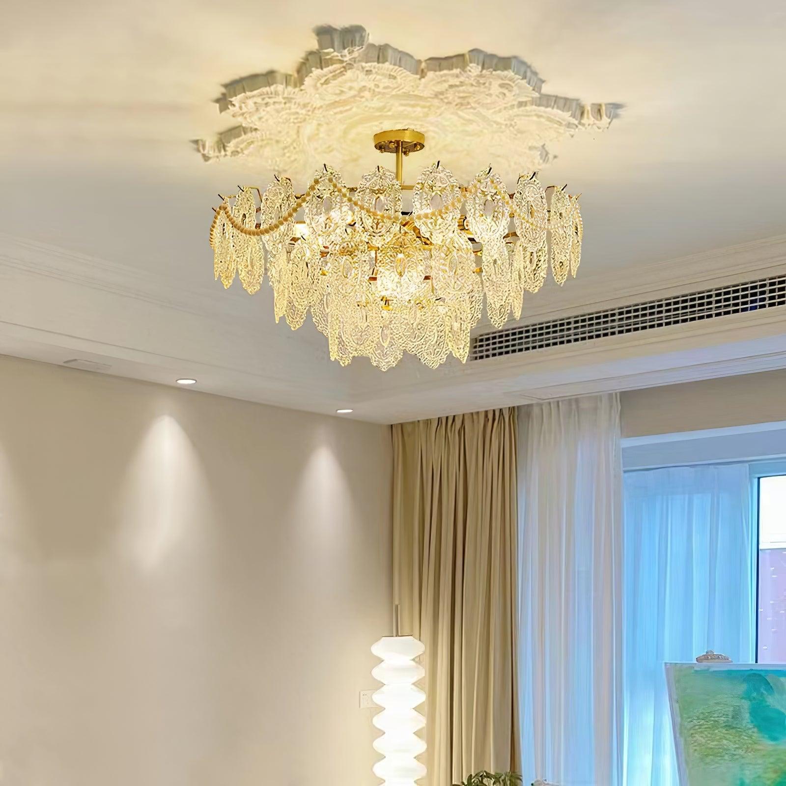 Wave Pearl Layered Ceiling Chandelier