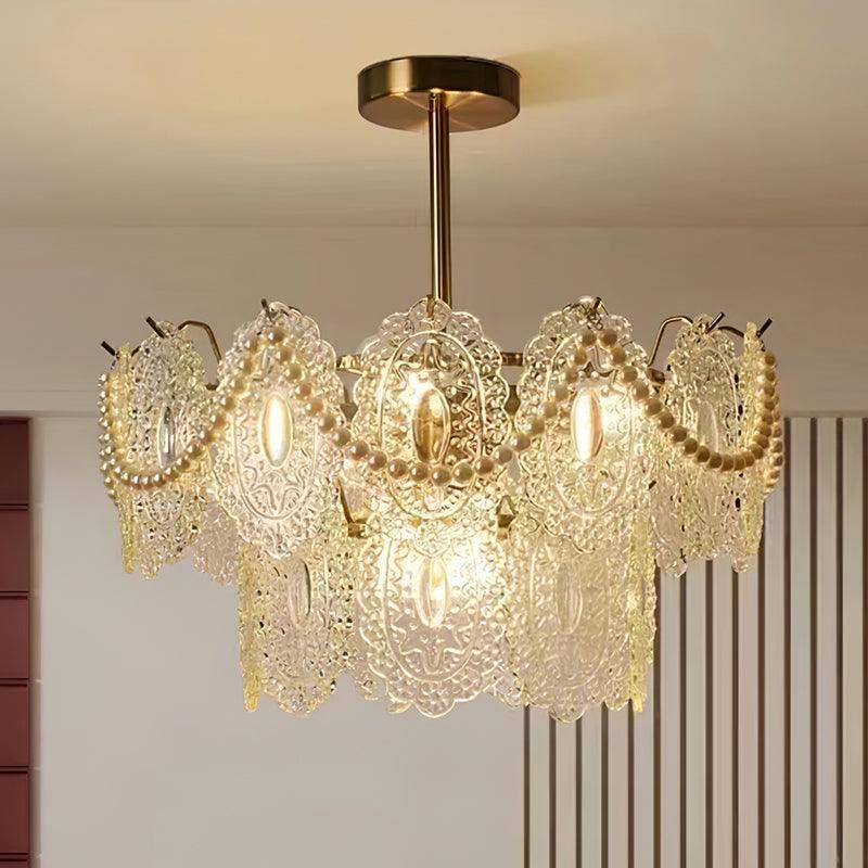 Wave Pearl Layered Ceiling Chandelier
