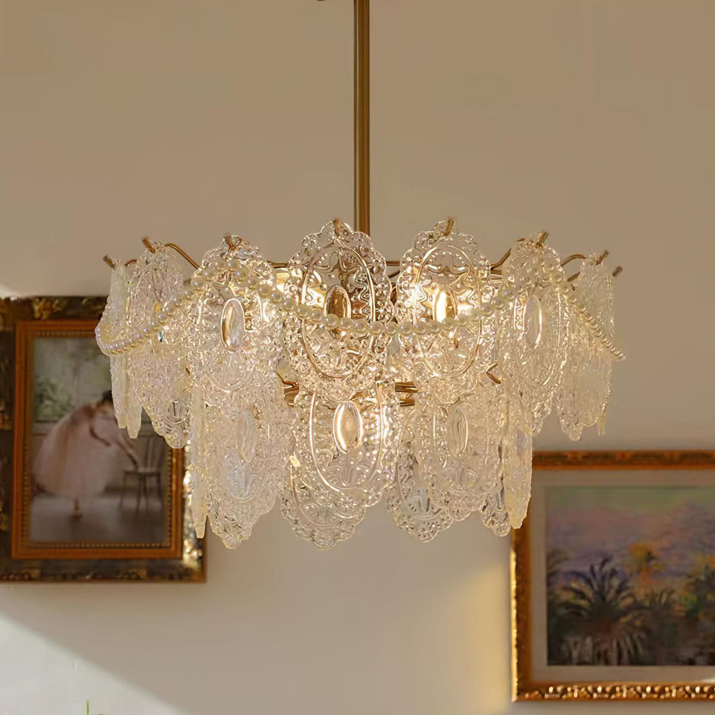 Wave Pearl Layered Ceiling Chandelier