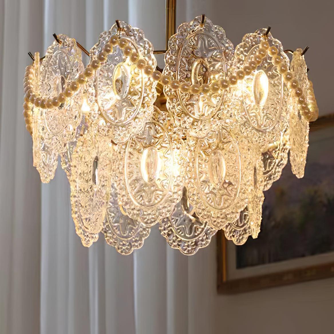 Wave Pearl Layered Ceiling Chandelier