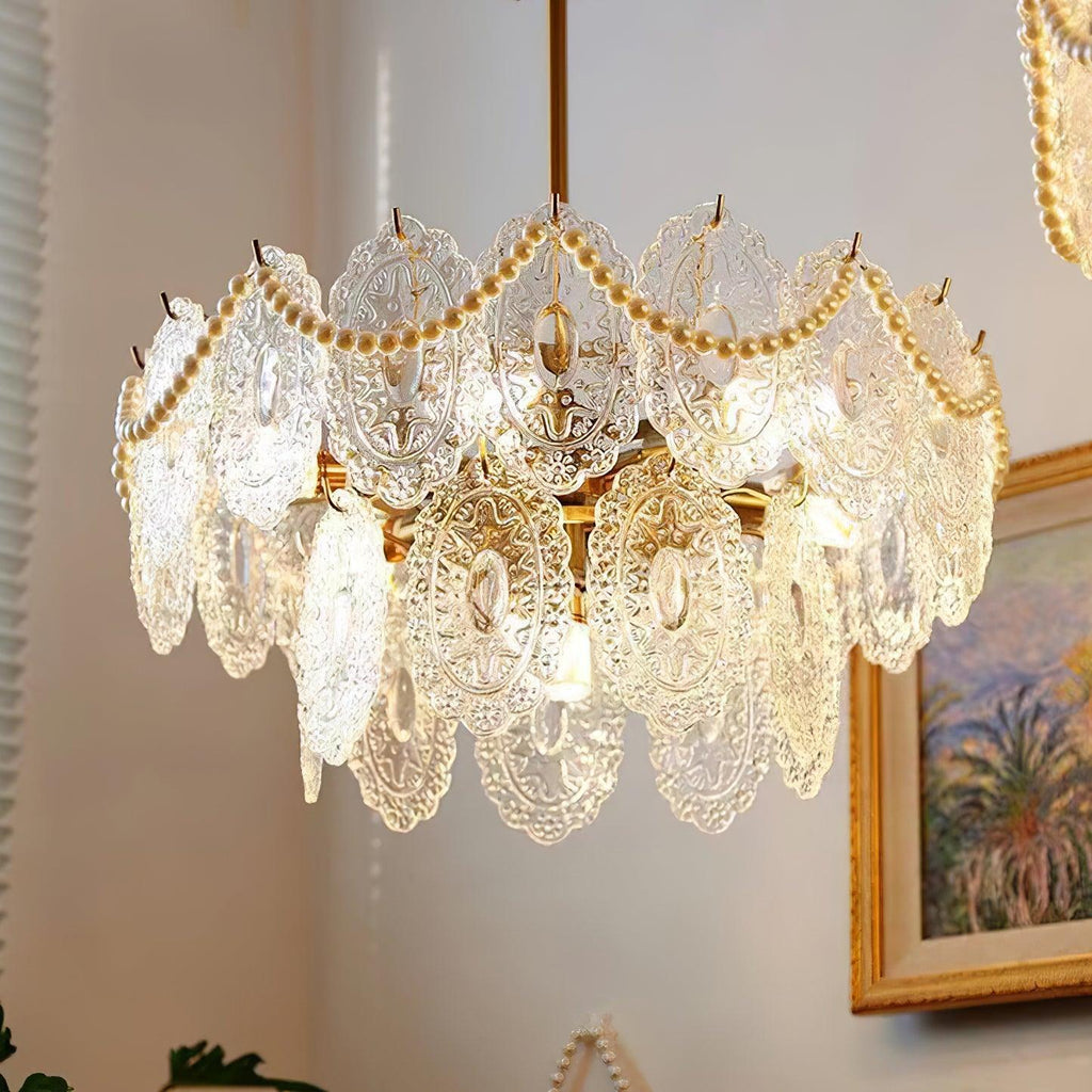 Wave Pearl Layered Ceiling Chandelier
