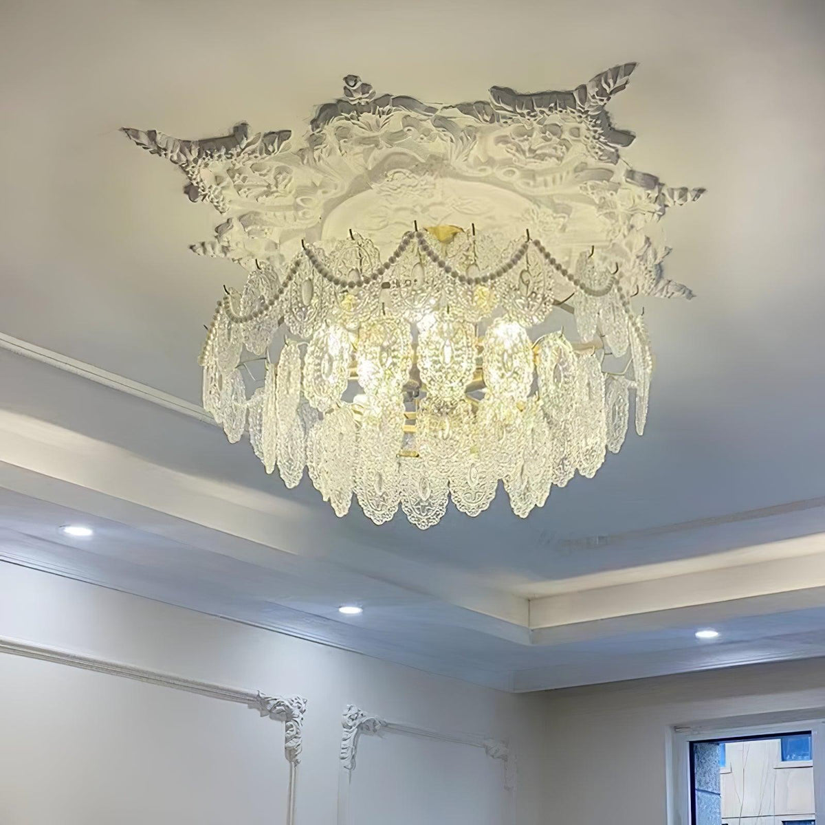 Wave Pearl Layered Ceiling Chandelier