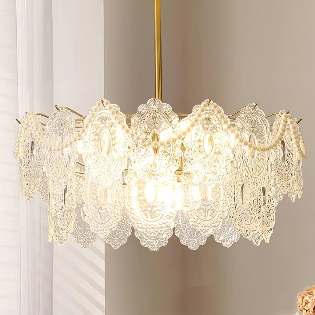 Wave Pearl Layered Ceiling Chandelier
