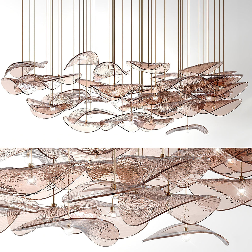 Wave flydende blad-lysekrone — skulpturel loftsophængt lampe