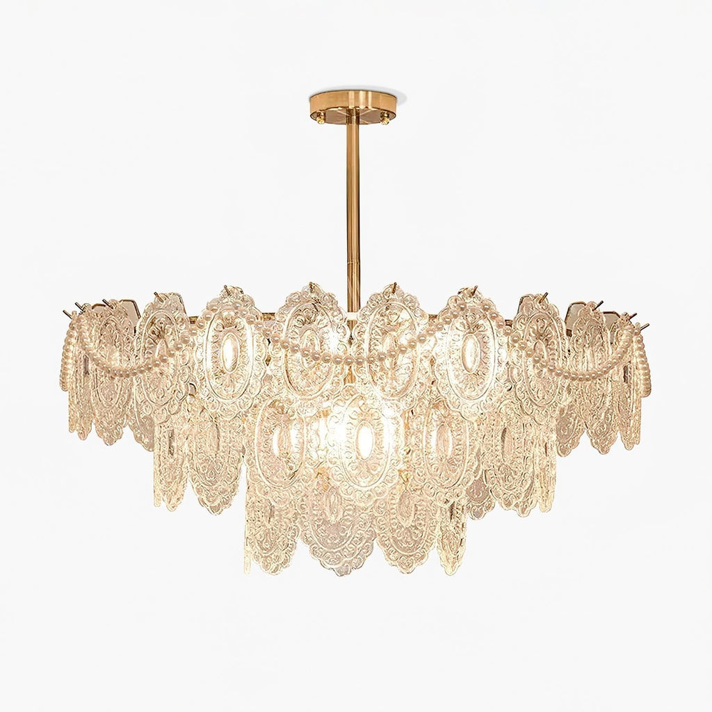 Wave Pearl Layered Ceiling Chandelier