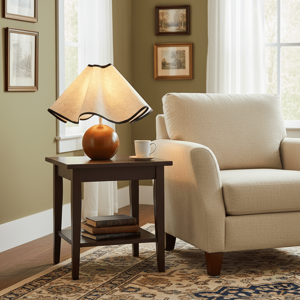 Lampada da tavolo Wavecrest con curva drappeggiata