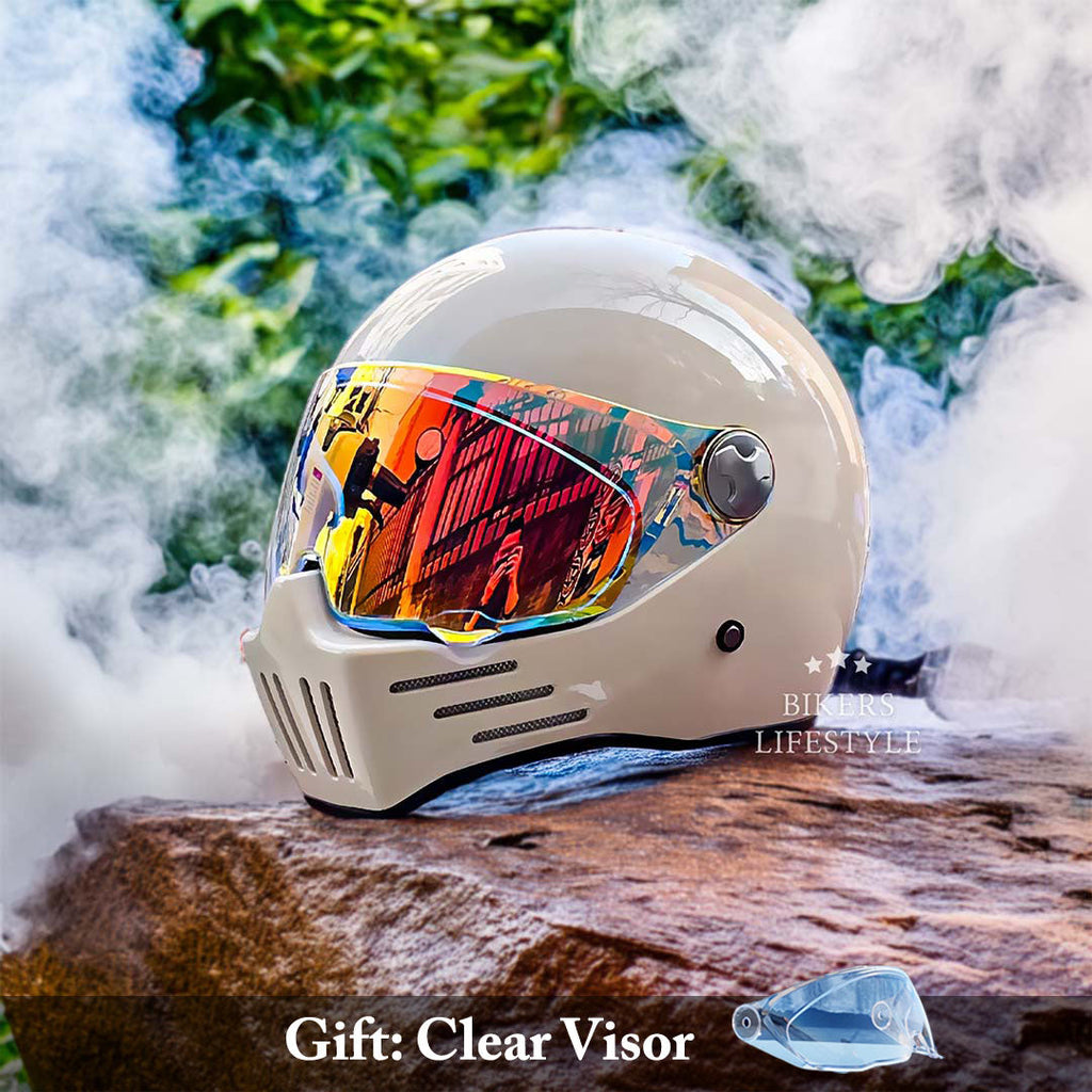 AeroShield Volledig Gezicht Cruiser Motorhelm Met Rode Vizier DOT En ECE Goedgekeurd